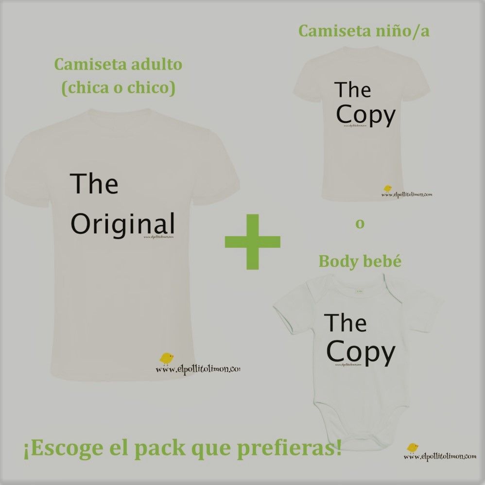 Pack de dos camisetas o de camiseta y body (Una de adulto y otra para niño, ya sea body o camiseta)
