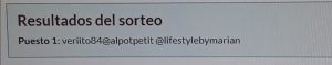 Ganadora sorteo