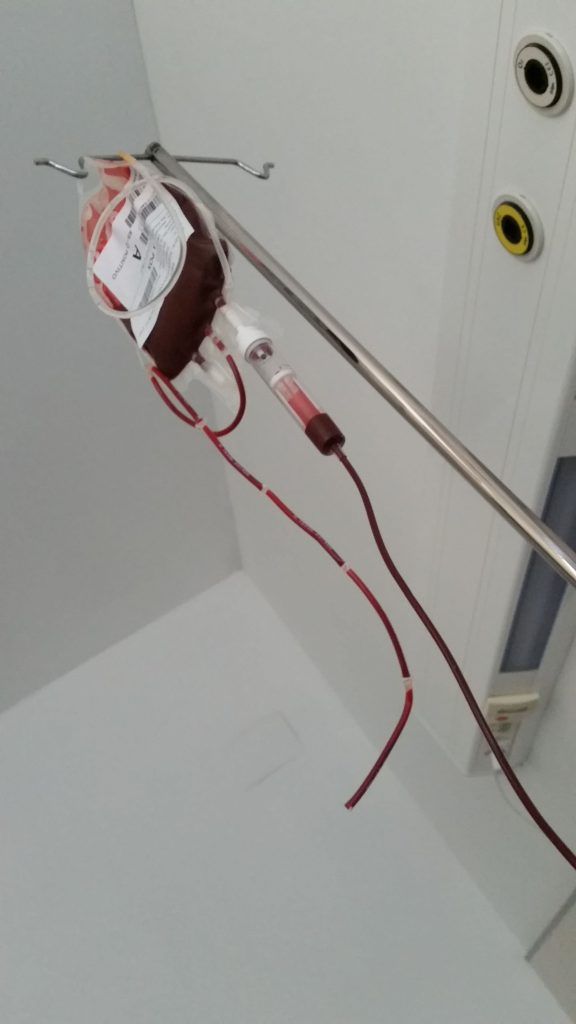 Mi última bolsa de sangre.