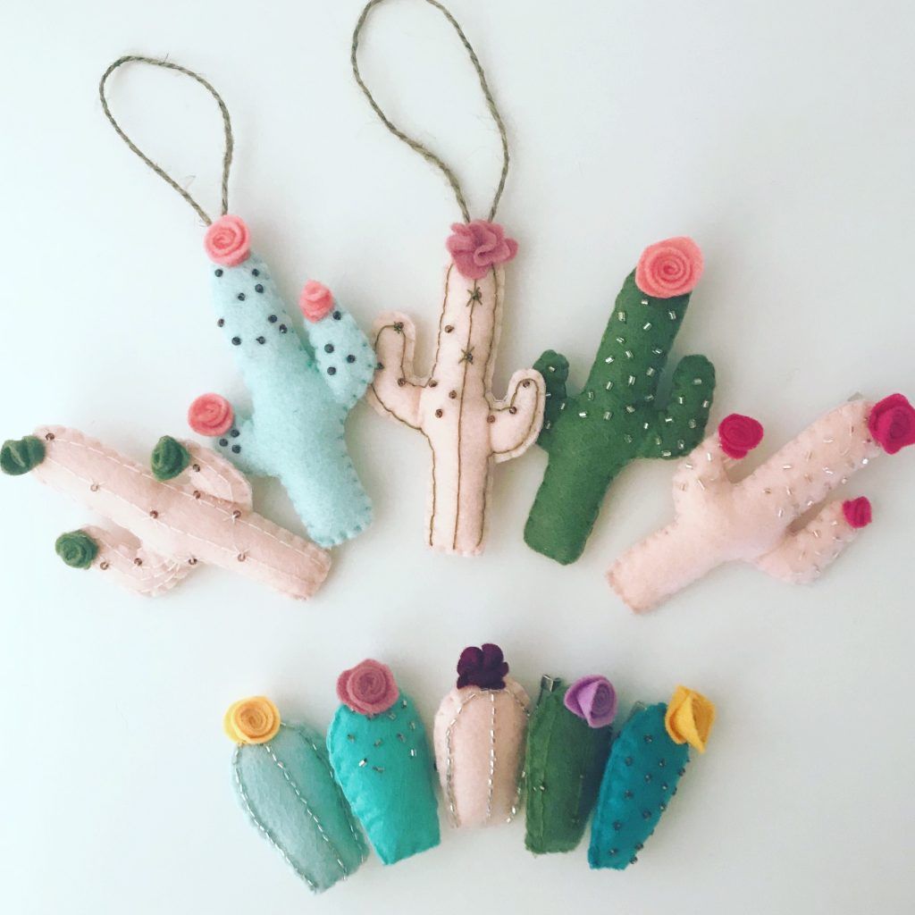 Artesanos y emprendedores. Preciosos cáctus de fieltro.