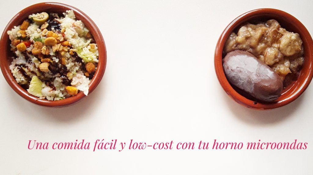 Horno microondas Receta lista y el título.