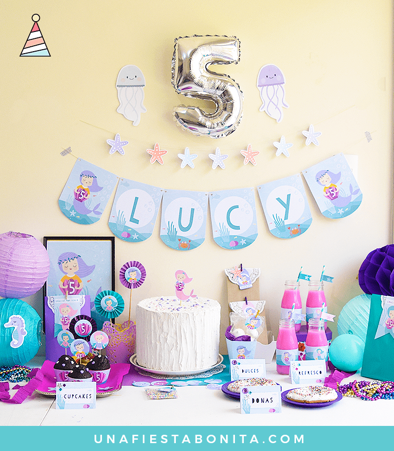 mis amigos artesanos. Kit imprimible sirena. Una fiesta bonita.