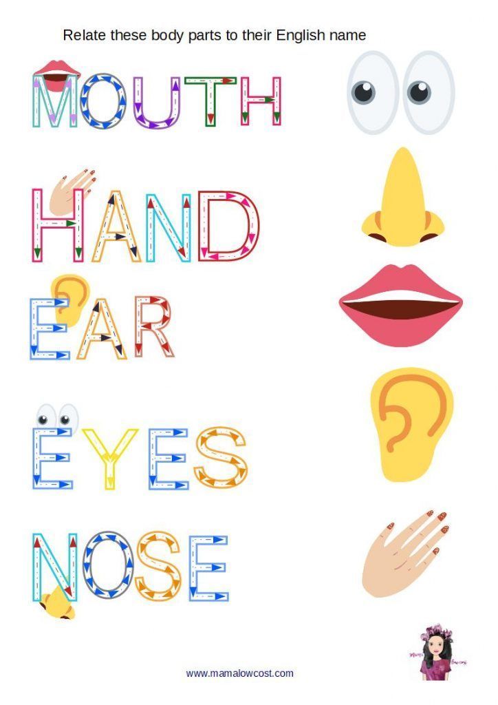 Juego inglés partes del cuerpo