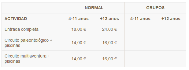 Precios El barranco perdido