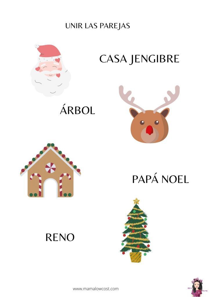 Unir palabras y dibujos Navidad
