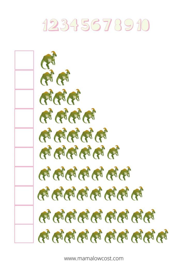 regleta para contar dinosaurios