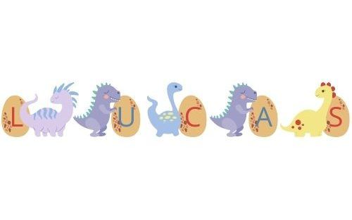  LUCAS escrito con letras de dinosaurios. nombres para jugar