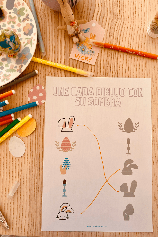Actividad de unir dibujos con sus sombras